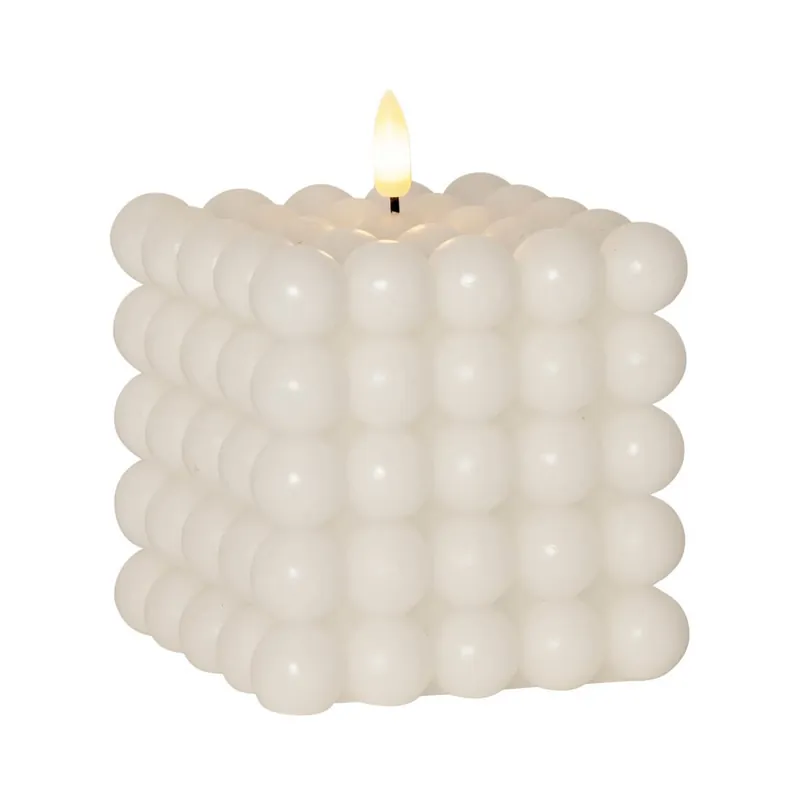 Premium FLAMME DOT LED-Blockljus 12,5cm Vit