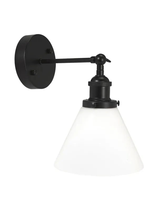 LAMBDA Vägglampa 28cm Svart/Opal Rabatt